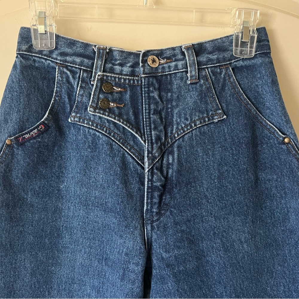 VTG 80S BLAZE BATWING WESTERN RIDING GEAR BLUE JEANS